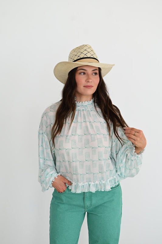 TH122 RUFFLE MESH BLOUSE (1 PIECE)