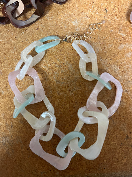 1182 H193  BLUSH IVORY LINK NECKLACE