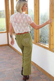 TH220 OLIVE CORDUROY CROPPED TROUSER PANT