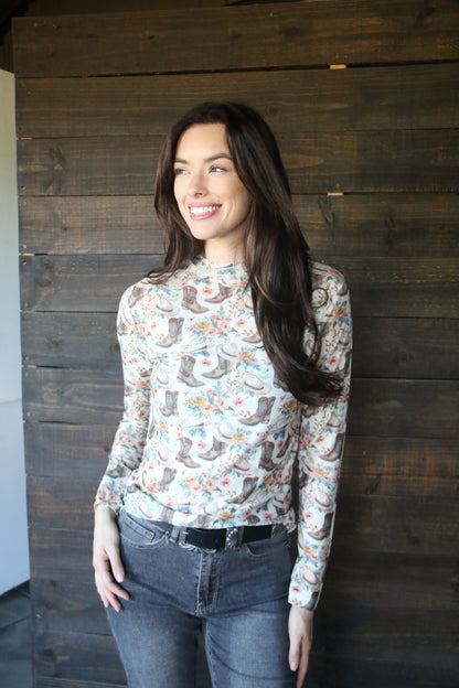 TH1221 FLORAL BOOTS MESH TOP (7 Piece)