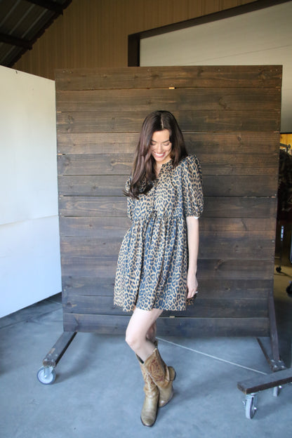 TH75 S144 CHEETAH FRONT TIE DRESS(1 PIECE)