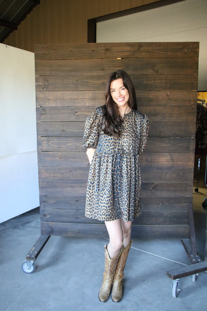 TH75 S144 CHEETAH FRONT TIE DRESS(1 PIECE)