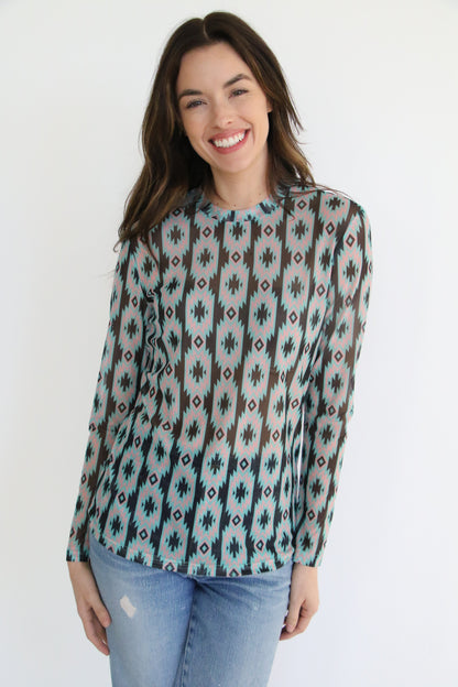 SINGLE SALE S42 TH1221 TURQ AZTEC MESH TOP (1 PIECE)