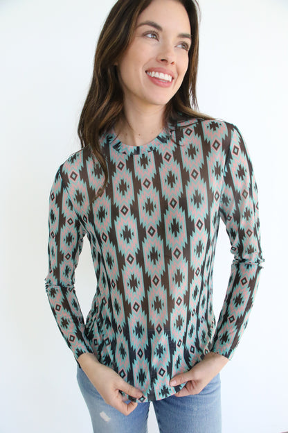 SINGLE SALE S42 TH1221 TURQ AZTEC MESH TOP (1 PIECE)