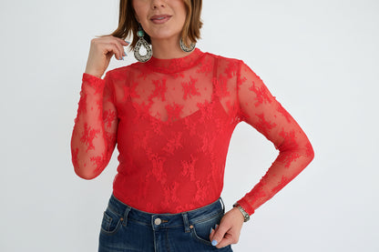 TH1221 LACE TOPS RED (7 PIECES)