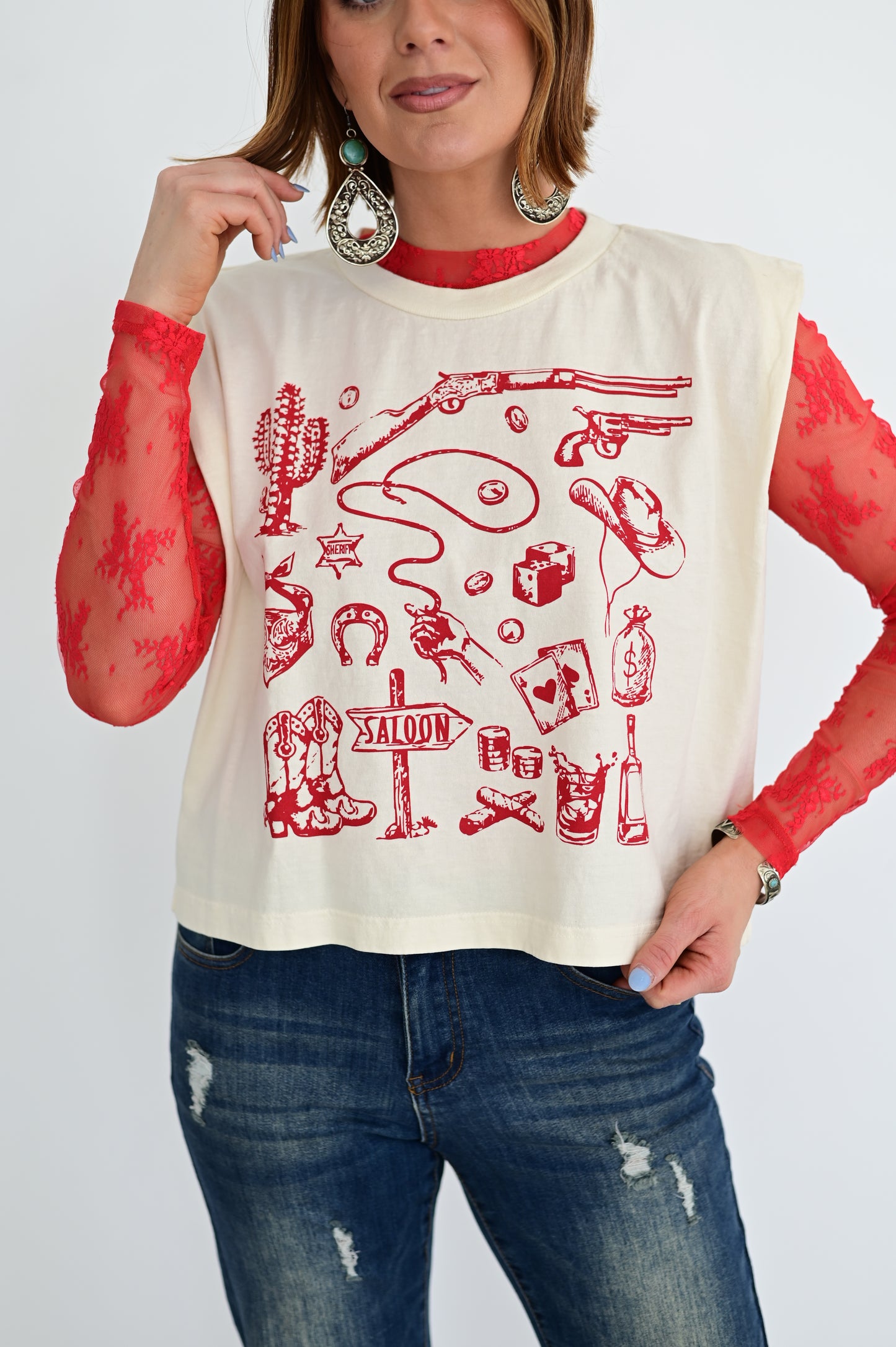 TH1221 S121 RED LACE  (1 PIECE)