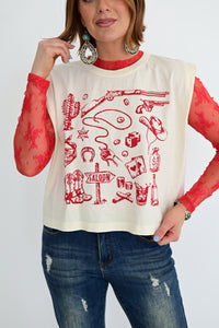TH1221 RED LACE  (1 PIECE)