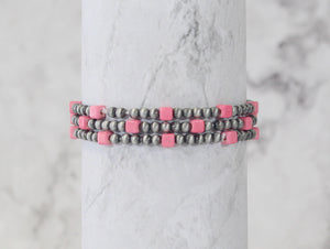 0728 HBR-33 PINK 3S STRETCH BRACELET