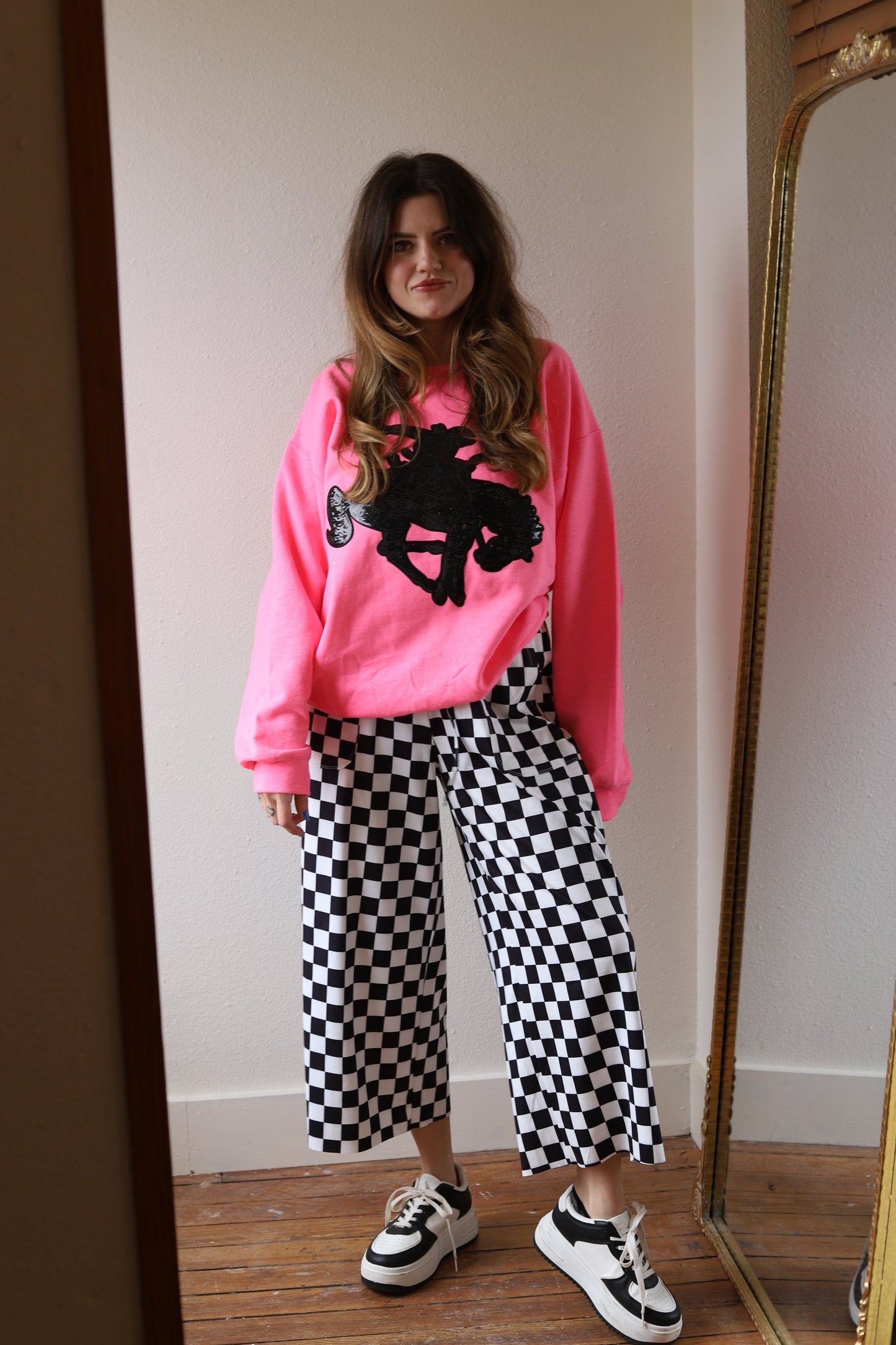 TH2108 S174 BLACK WHITE CHECK PANT (1 Piece)