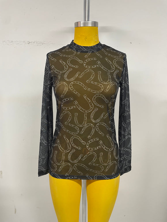 TH1221 HORSESHOE BLACK MESH TOP(7 Piece)