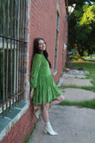 TH25 GREEN VELVET BOHO DRESS