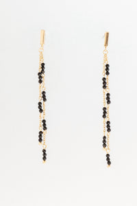 091 L28 BLK 2 LINEAR DROP CRYSTAL EARRING