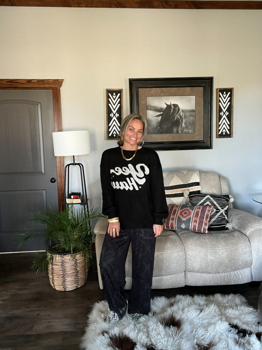 SINGLE SALE S51 TH3002 BLACK BOOT STITCH PANT (1)