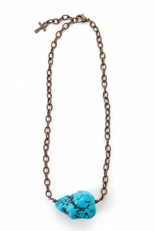 224269 RUSTIC TURQ STONE CHAIN NL