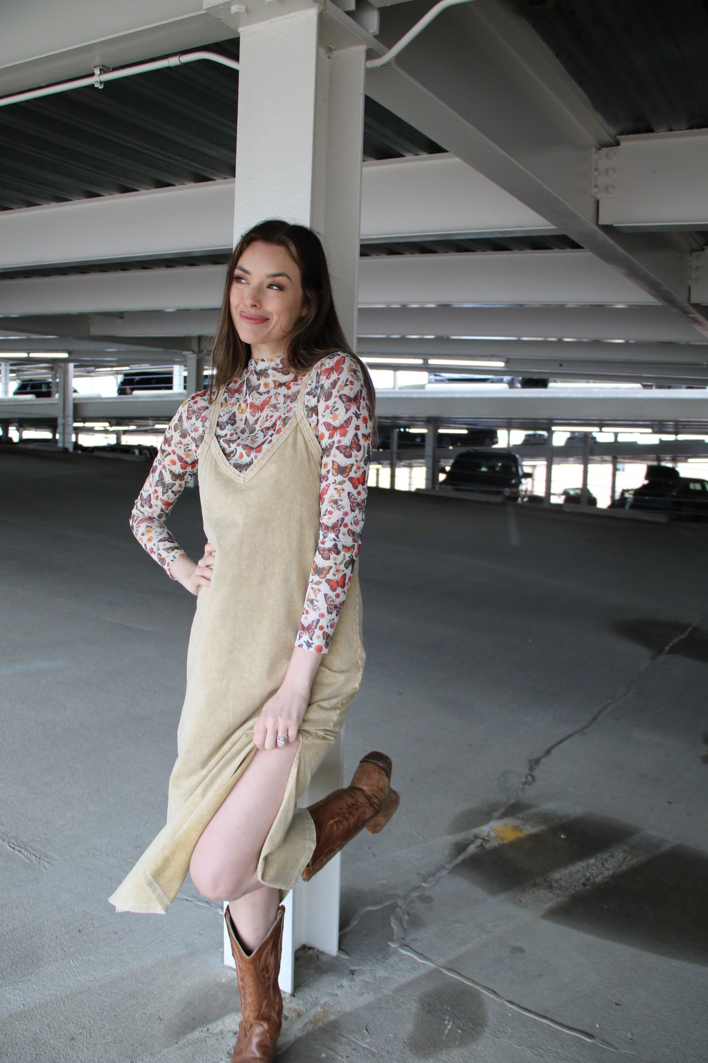 1408 VINTAGE TAN WASH TANK DRESS