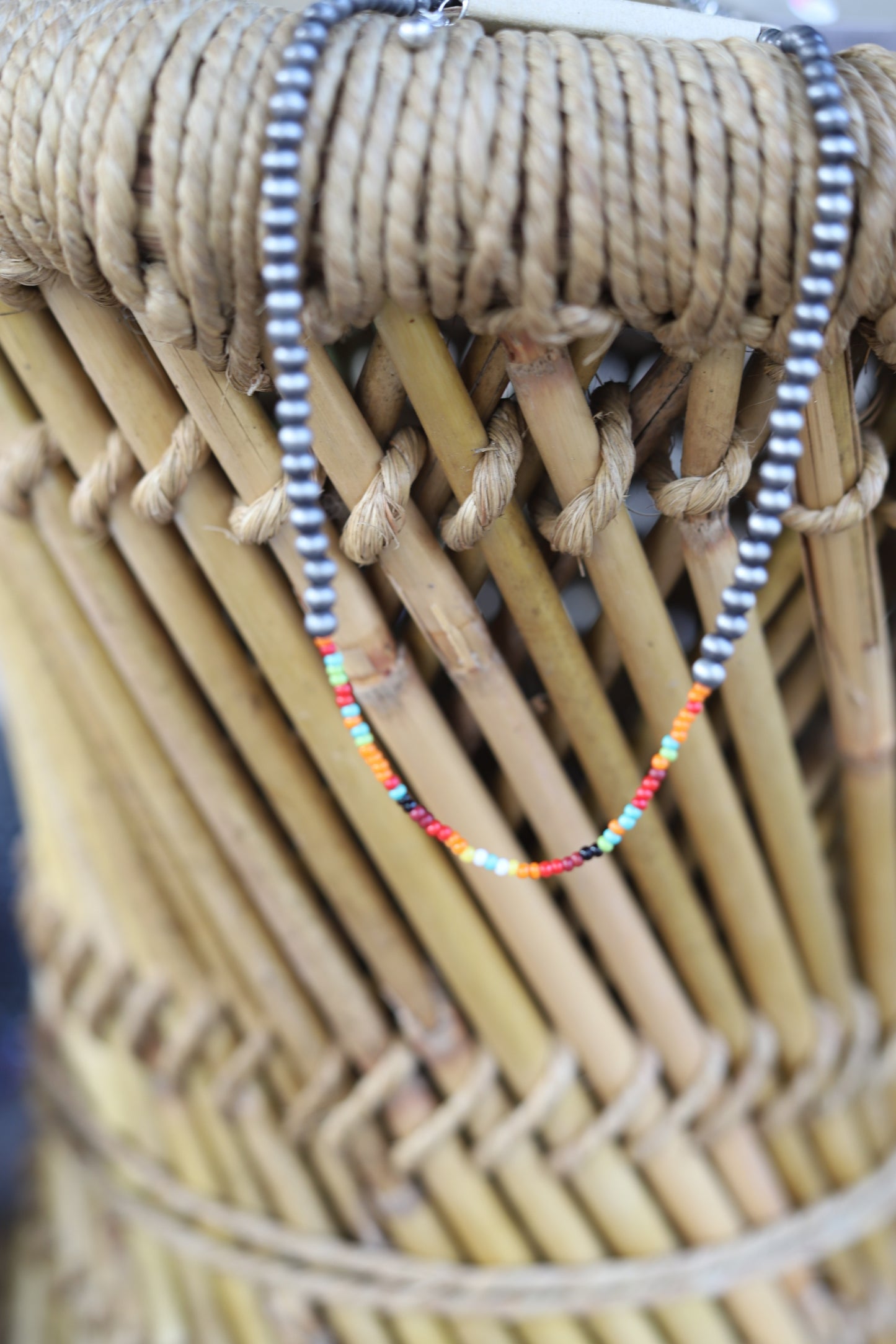 0032 T171 MULTI FAUX SILVER BEAD WITH SEED BEAD CHOKER NL