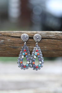 0177 H57 MULTI WESTERN TEARDROP POST EARRINGS