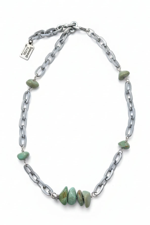 2242614 CHUNKY SILVER PAPER CLIP NL W TURQ CHIPS