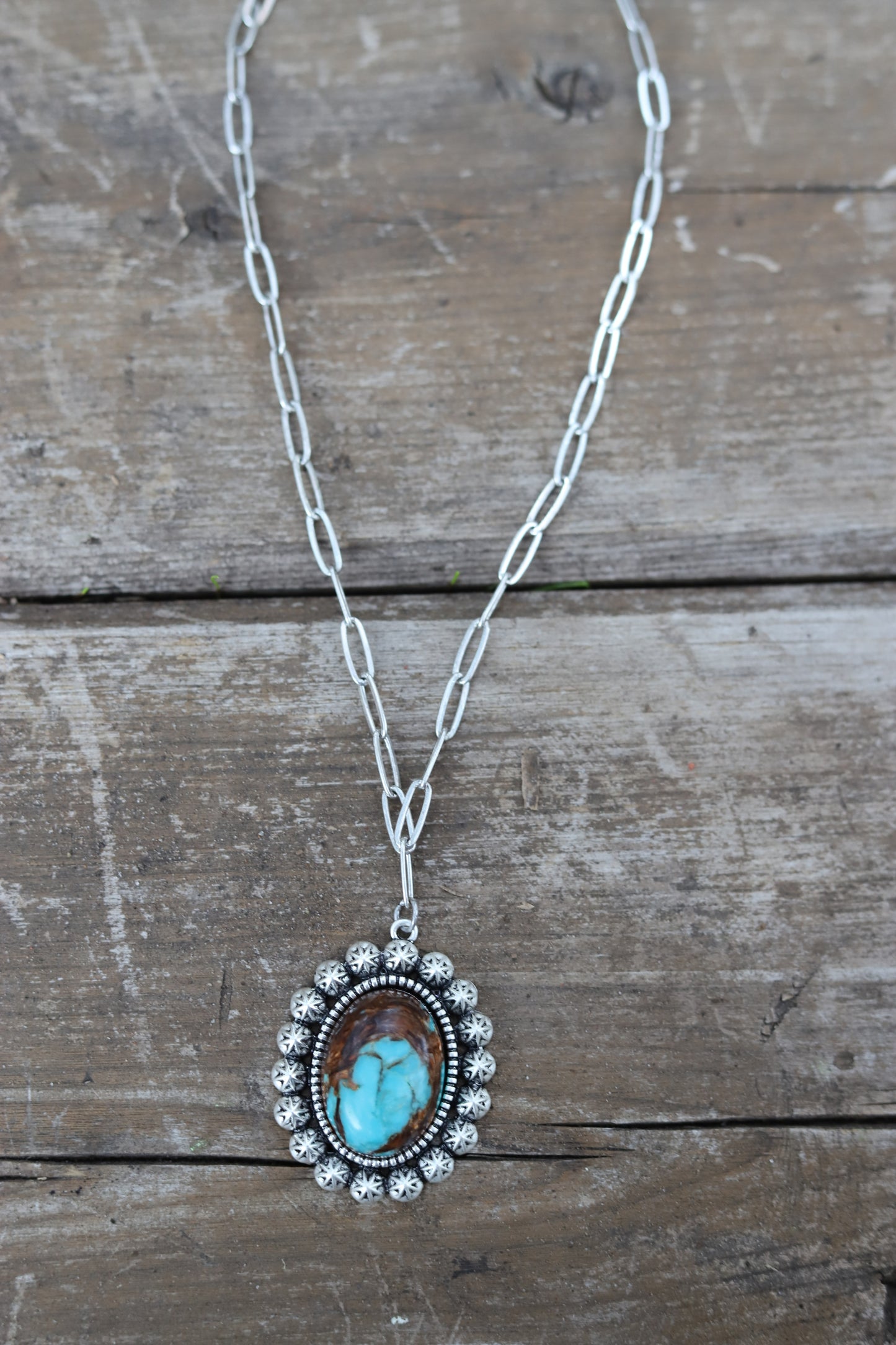 0806 HH134 TURQ AND BROWN STONE SILVER NL