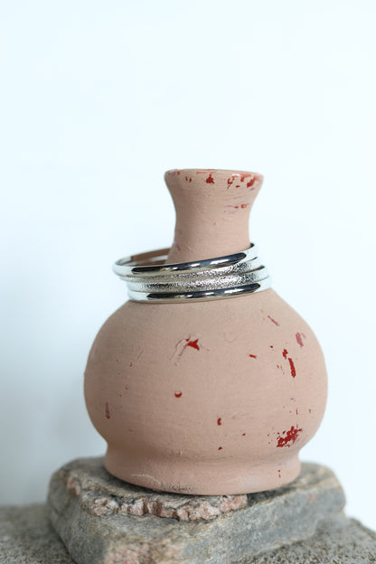 164 R1-39 4 SET FAUX SILVER BANGLE SET