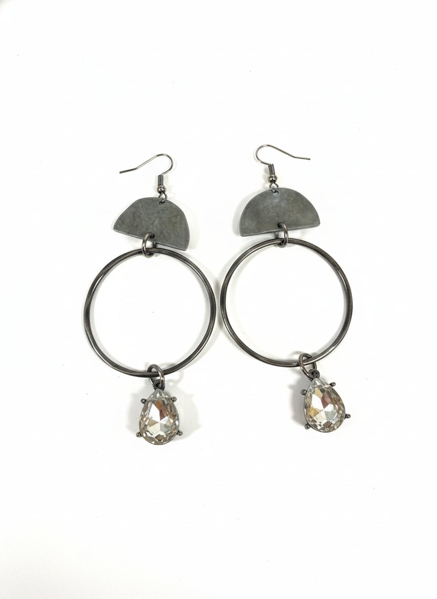 R1-46 MIXED METAL DANGLE CRYSTAL DROP ER