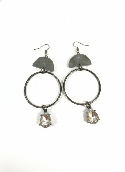 R1-46 MIXED METAL DANGLE CRYSTAL DROP ER