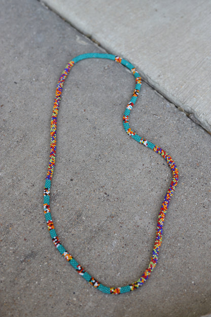 1012 HH252 TURQ  SEEDBEAD  NECKLACE