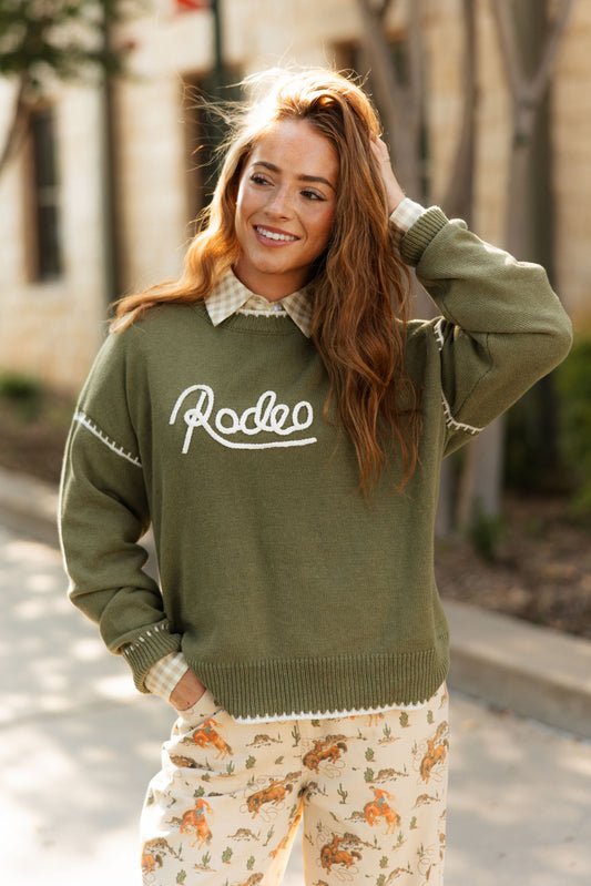 TH7626 GREEN RODEO LETTERMAN CARDI (7 PIECE)