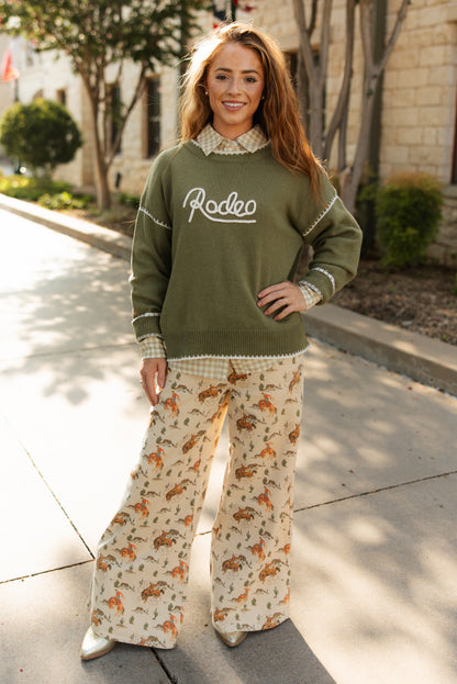 TH7626 GREEN RODEO LETTERMAN CARDI (7 PIECE)