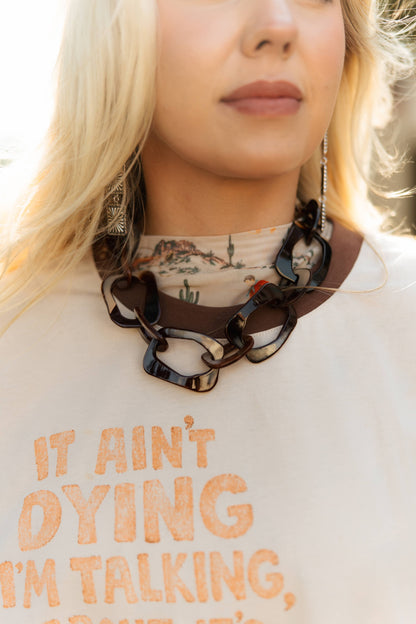 1182 H186  BROWN LINK NECKLACE