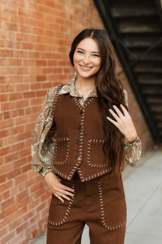 TH9800 BROWN STITCH VEST (7 PIECE)