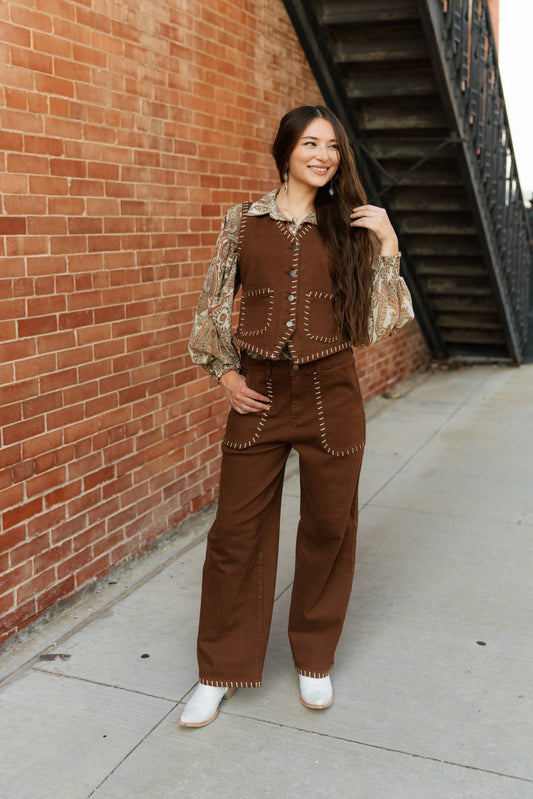 TH9800 BROWN STITCH VEST (7 PIECE)