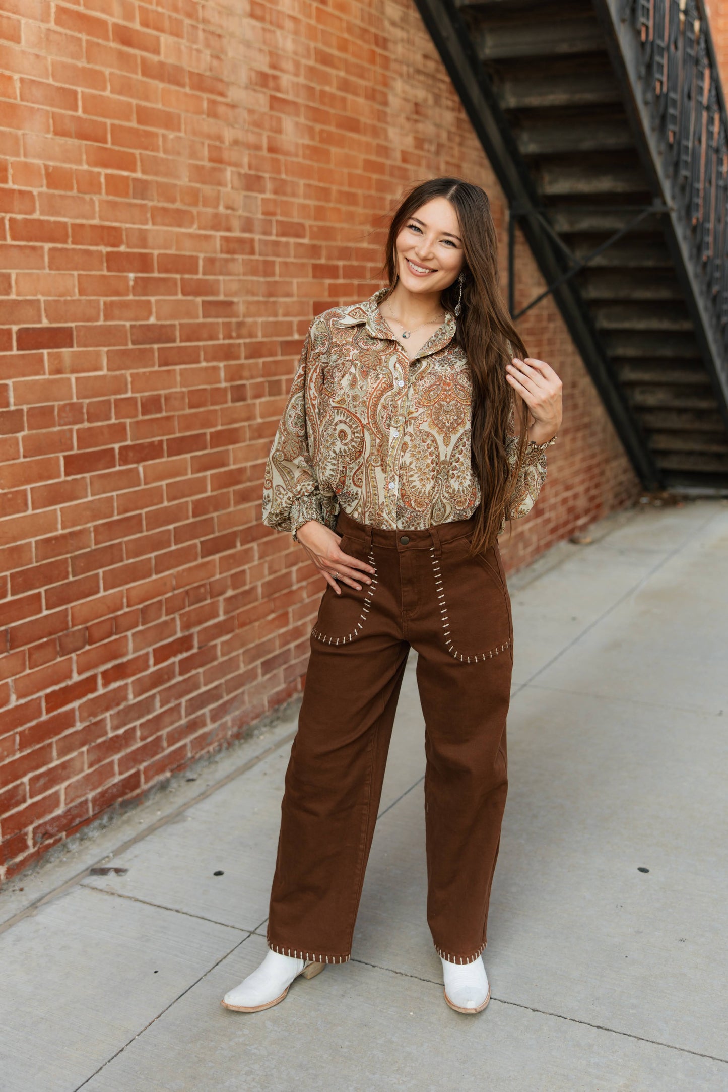 TH23 BROWN PAISLEY BLOUSE (7 PIECE)