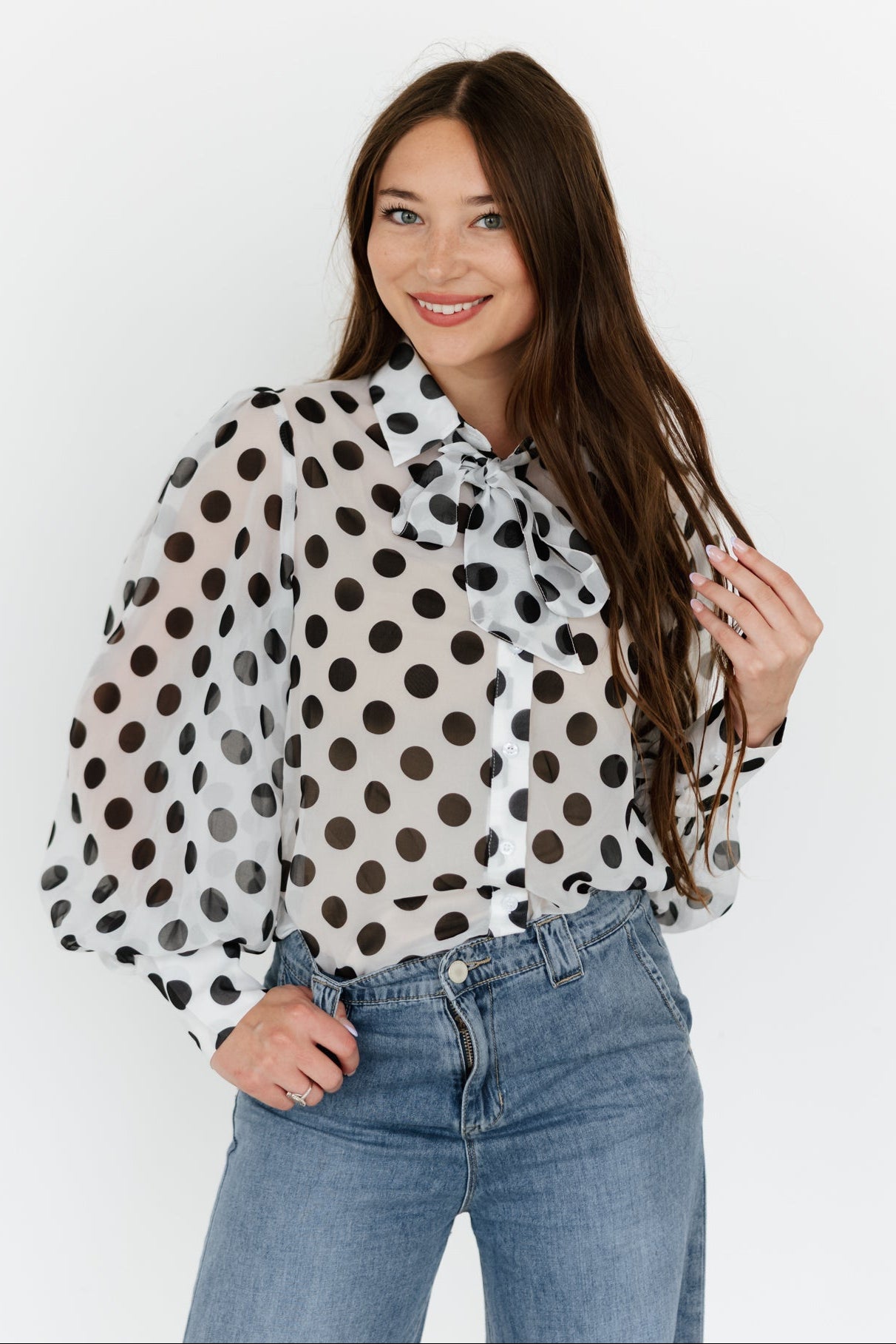 TH11-1 IVORY POKA DOT WITH TIE TOP (7 PIECE)