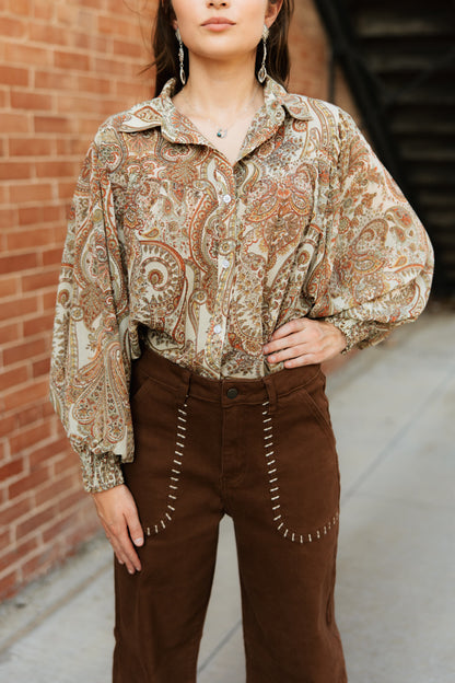TH23 BROWN PAISLEY BLOUSE (7 PIECE)