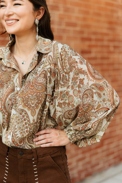 TH23 BROWN PAISLEY BLOUSE (7 PIECE)
