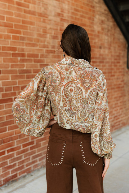TH23 BROWN PAISLEY BLOUSE (7 PIECE)