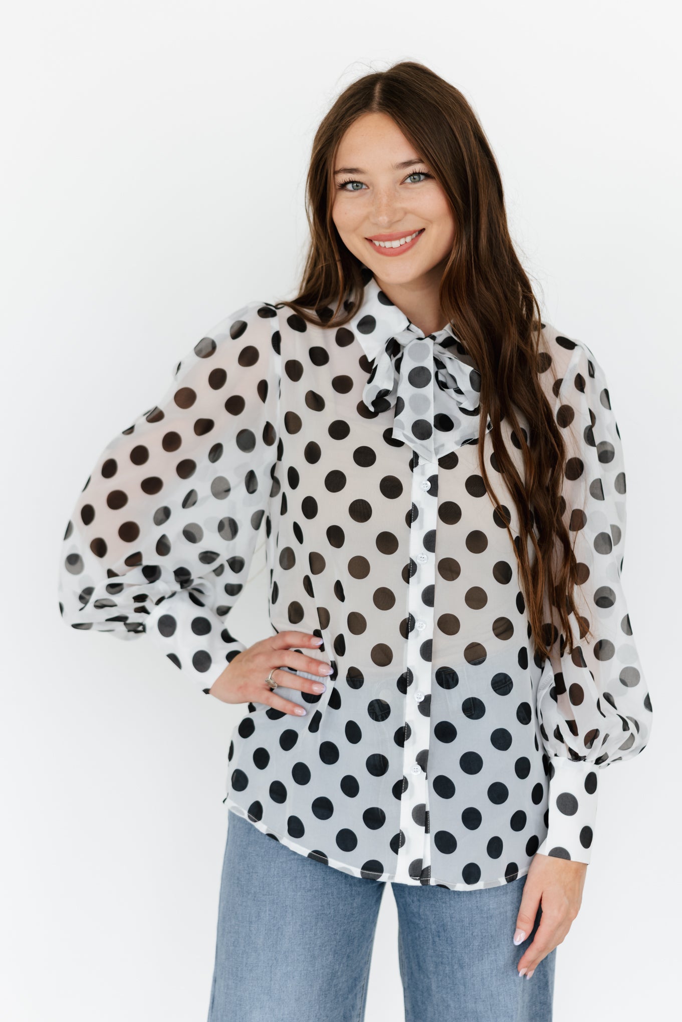 TH11-1 IVORY POKA DOT WITH TIE TOP (7 PIECE)
