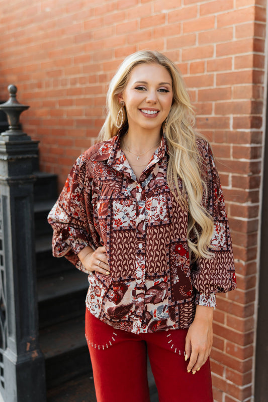 TH23 RED PATCHWORK PAISLEY (7 PIECE)