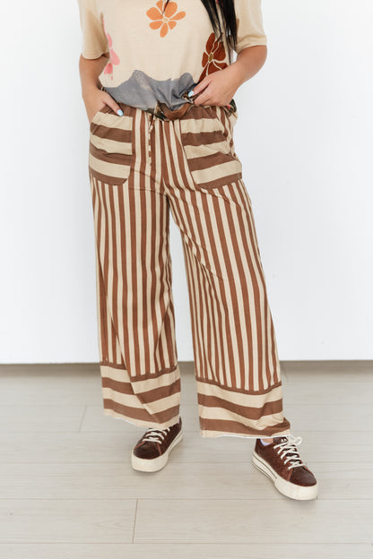 TH2109 BROWN /TAN  STRIPE PANT(7 Piece)