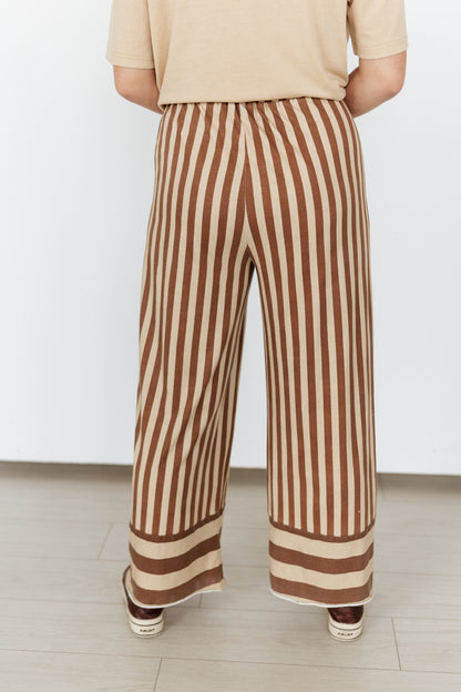 TH2109 BROWN /TAN  STRIPE PANT(7 Piece)