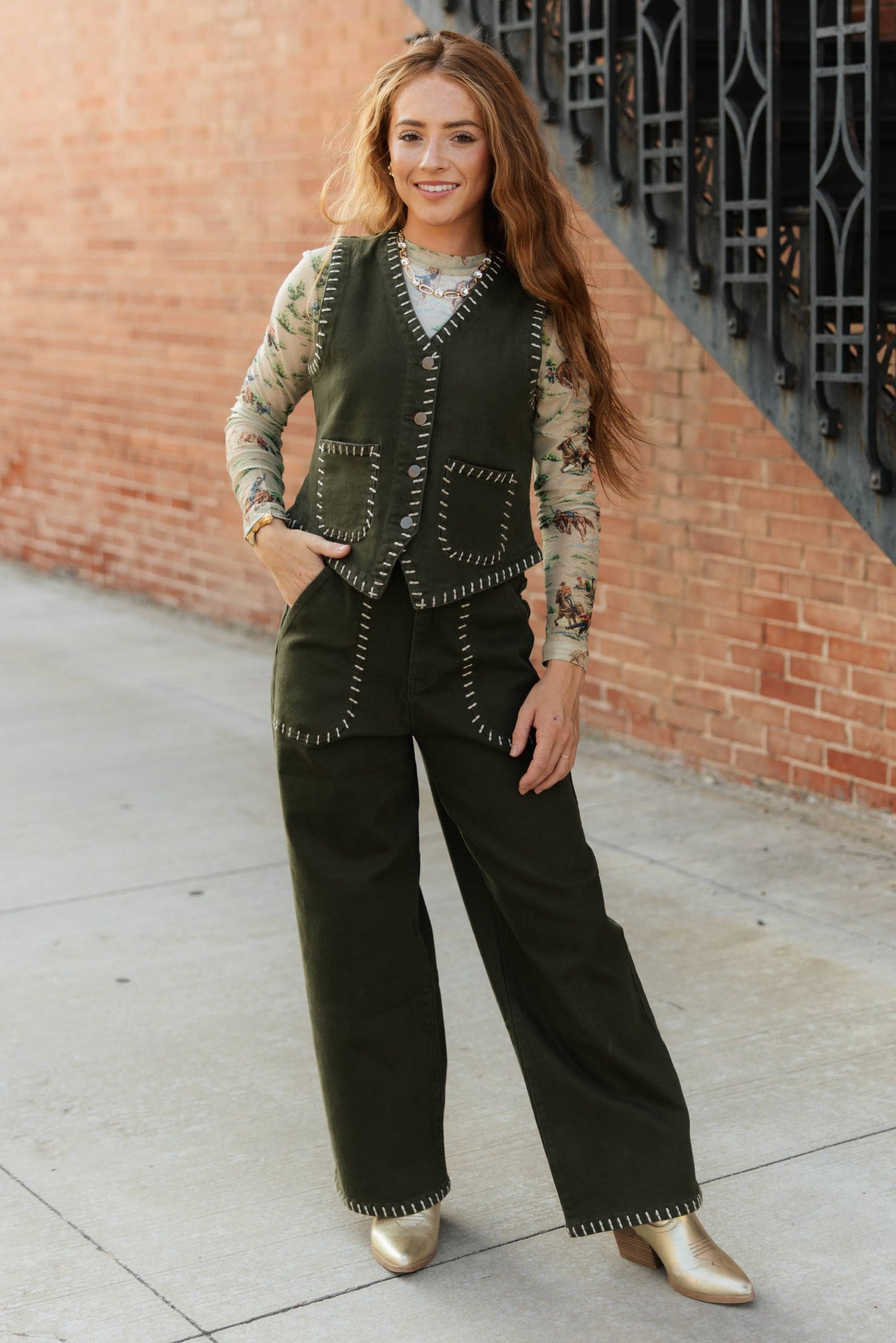 TH9800 GREEN STITCH VEST (7 PIECE)