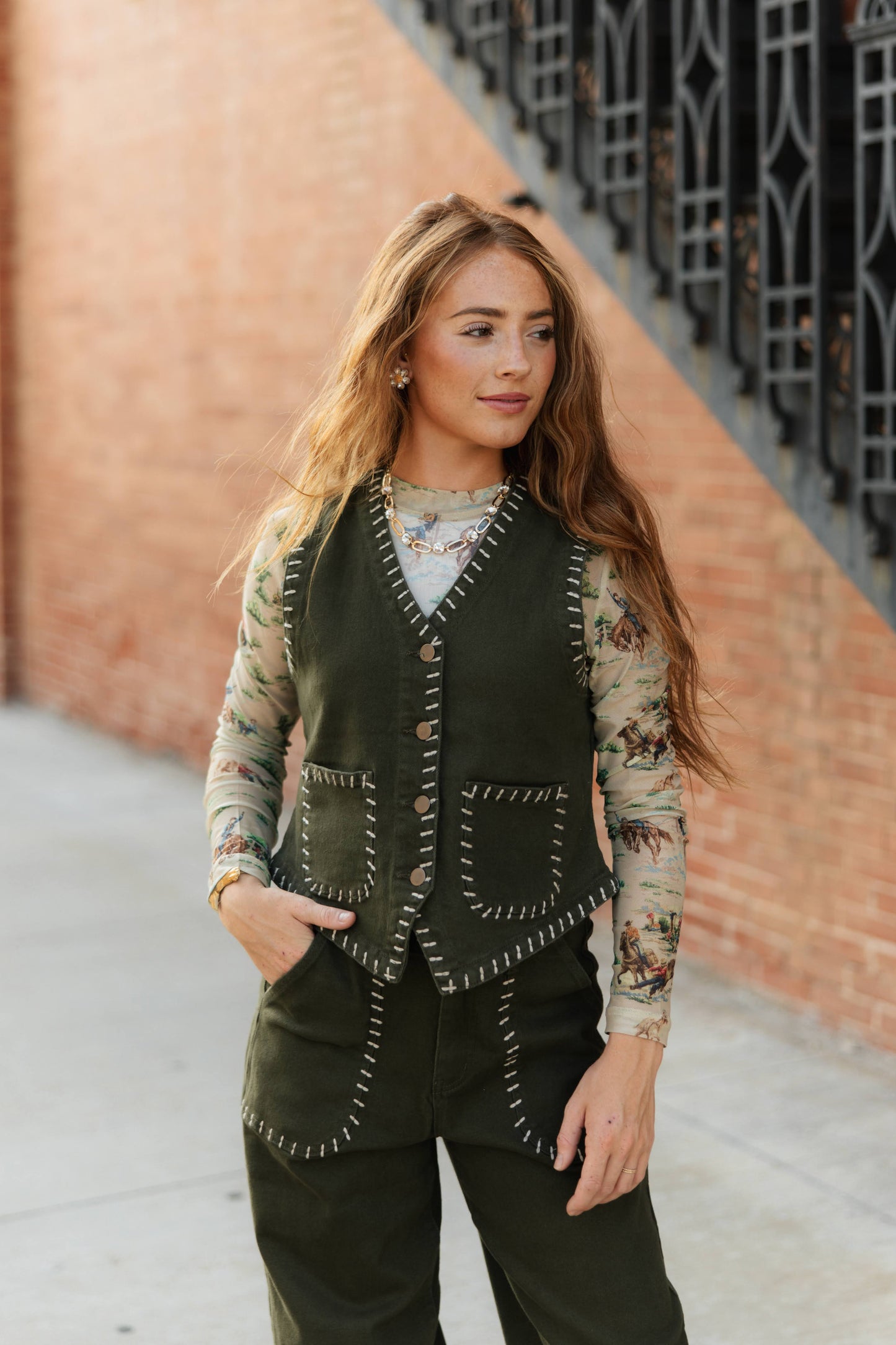 TH9800 GREEN STITCH VEST (7 PIECE)