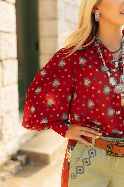 TH24 RED FLORAL BLOUSE ( 7 PIECE)