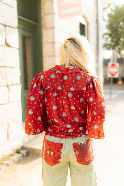 TH24 RED FLORAL BLOUSE ( 7 PIECE)