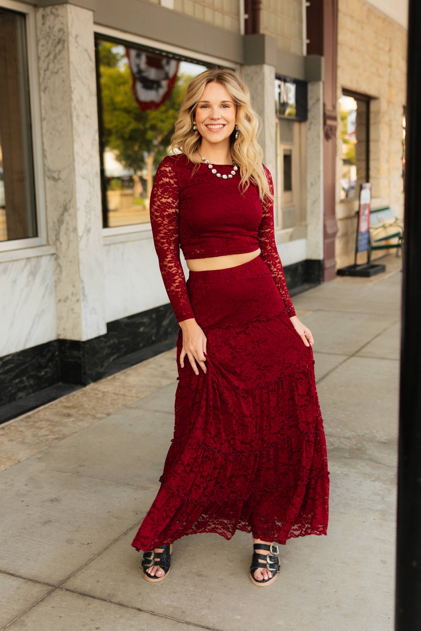 TH238 TOP WINE LACE  (7 Piece)