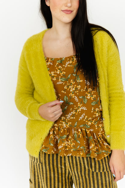 TH1625 S248 FUZZY BUTTON SWEATER LIME (1 PEICE)
