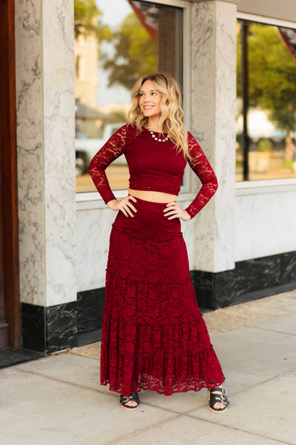 TH238 WINE LACE SKIRT (7 Piece)