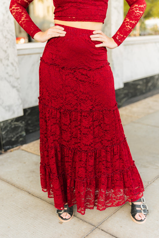 TH238 WINE LACE SKIRT (7 Piece)