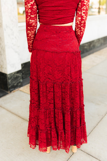 TH238 WINE LACE SKIRT (7 Piece)